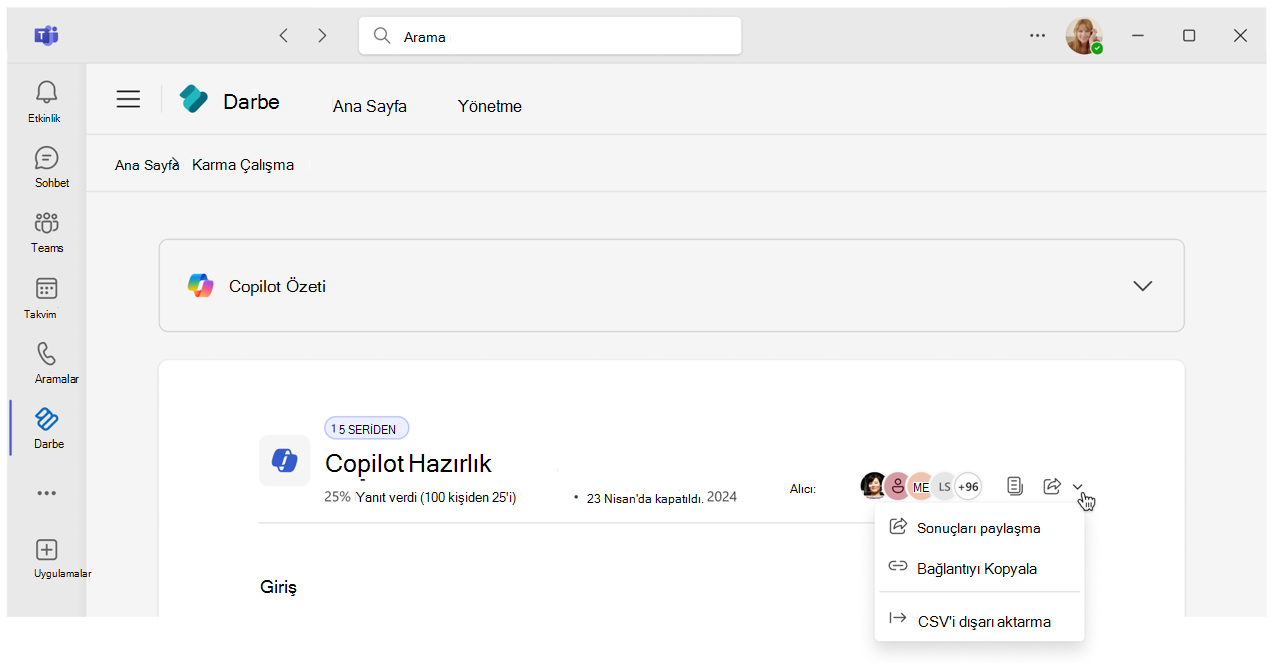 Pulse raporundaki Dışarı Aktar düğmesi