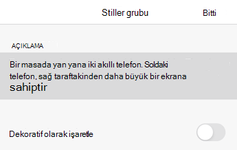 iOS için Word'da Alternatif Metin iletişim kutusu.