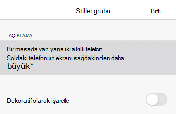 iOS için PowerPoint'te Alternatif Metin iletişim kutusu.