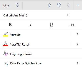 Font formatting options in Android için WordAndroid için Word.