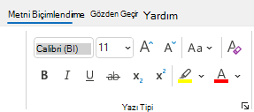 Outlook'ta metin grubunu biçimlendirin.