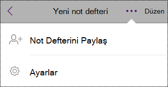 iPhone'daki Not Defterleri'nde Ayarlar düğmesi.