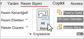 Word Resim Biçimi menüsündeki Alternatif Metin düğmesi