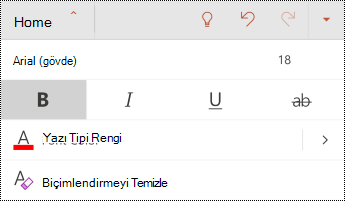 Font menu in Android için PowerPointAndroid için PowerPoint.