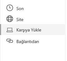 SharePoint’te Dosya konumu seçiminin ekran görüntüsü.