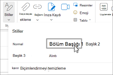 Stiller menüsü Web üzerinde OutlookWeb üzerinde Outlook.