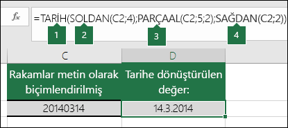 Metin dizelerini ve sayıları tarihlere dönüştürme
