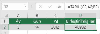 TARİH işlevi örnek 1