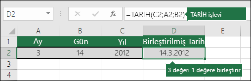 TARİH işlevi Örnek 2