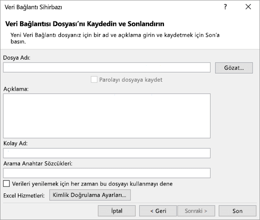 Veri Bağlantı Sihirbazı ekranı 3