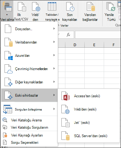 Eski Menü seçeneklerini & Dönüştürme