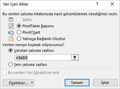 Verileri içeri aktarma