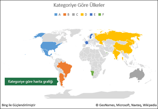 Kategoriye Göre Excel Harita Grafiği 