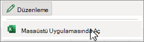 Excel masaüstü uygulamasını açma ekran görüntüsü