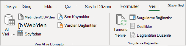 Excel 2016 Power Query Şeridi