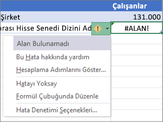 #ALAN! hatasını yoksayma