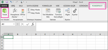PowerPivot sekmesi ve Yönet düğmesi