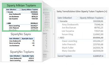 Verileriniz için önerilen PivotTable'lar