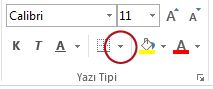 Yazı Tipi grubunda Kenarlıklar düğmesi