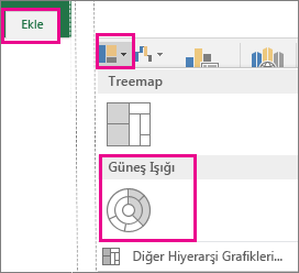 Windows için Office 2016'daki Ekle sekmesinde Güneş Işığı grafik türü