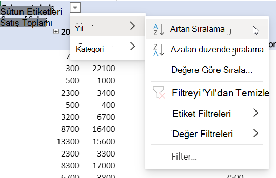 Birleşik filtreli satır alanı