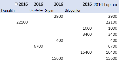 PivotTable raporundaki öğe etiketlerini yineleme.