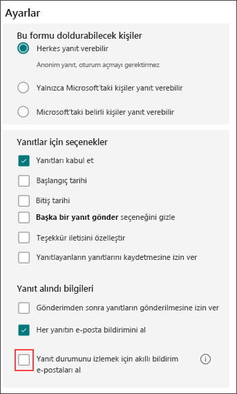 Akıllı anımsatıcılar için form ayarları