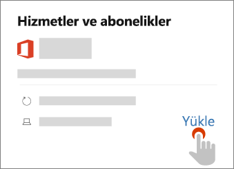 Hizmetler & abonelikler sayfasında Yükle bağlantısını gösterir