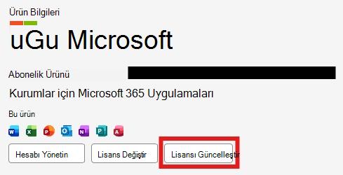 Lisansı Güncelleştir