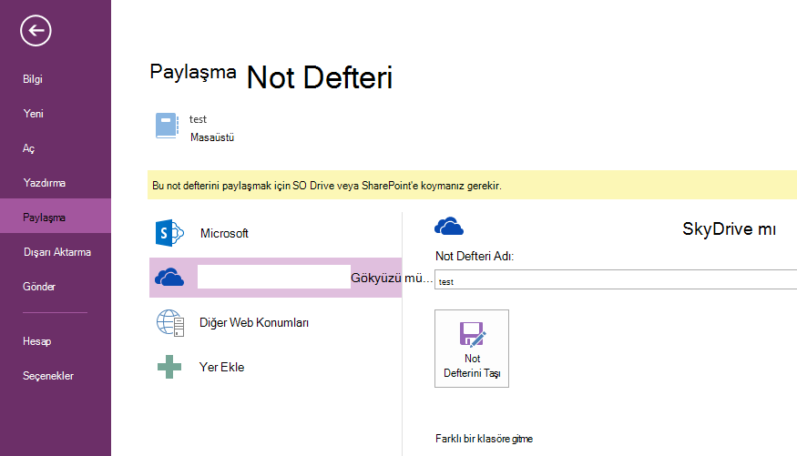 Not Defterini Taşı'yı tıklatın