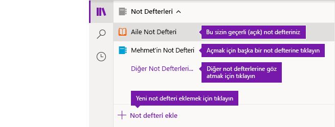 Windows 10 için OneNote’ta Not Defterleri listesi