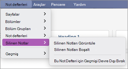 Not Defterleri > Silinen Notlar Silinen Notları > Görüntüle