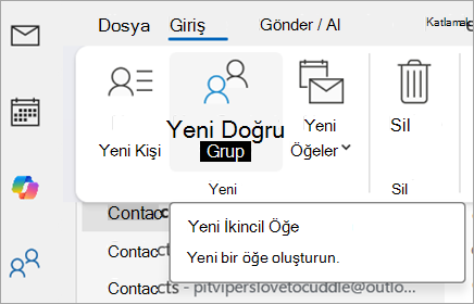 Yeni Kişi Grubu'nu seçin. Alternatif metinde Yeni İkincil Öğe ifadesi bulunur.