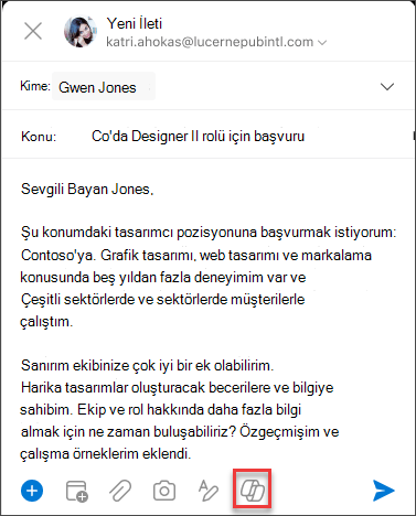 iOS için oluşturma menüsünde Copilot simgesi