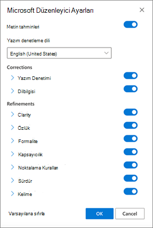 Düzenleyici ayarları