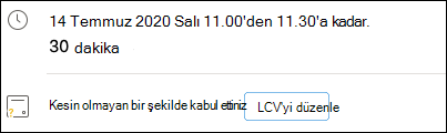Etkinlikten LCV'yi düzenleme.