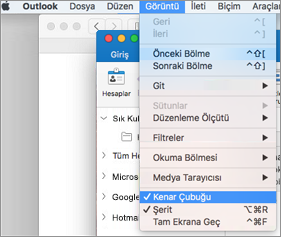 Klasör listenizi görmek için Kenar Çubuğunu Görüntüle'yi > seçin