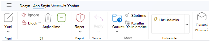 Yeni Windows için Outlook'taki şerit