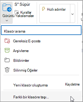 Taşı'yı seçin ve iletinizi taşımak istediğiniz klasörü seçin.