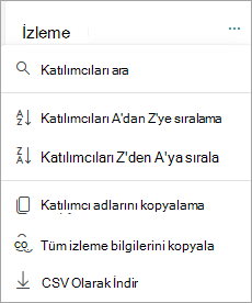 Katılımcıları sıralama ve arama