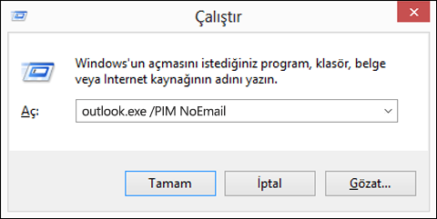 E-posta olmadan profil oluşturmak için Çalıştır iletişim kutusunu kullanma