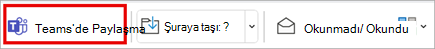 Klasik Outlook'taki araç çubuğu şeridinde ekiplerde paylaşma.