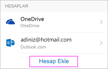 Hesap Ekle'ye dokunun