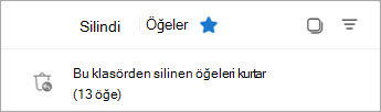 Kurtarılabilir Öğeler klasörünü görüntülemek için bu klasörden silinmiş öğeleri kurtar öğesini seçin.