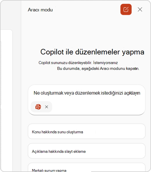 Aracı Modu sohbet bölmesi