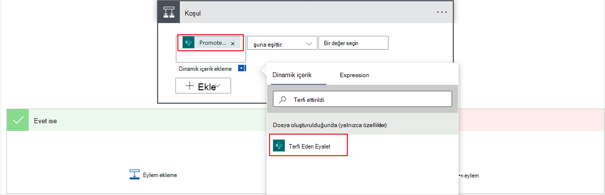 Yükseltilen siteleri seçmek için ekran görüntüsü