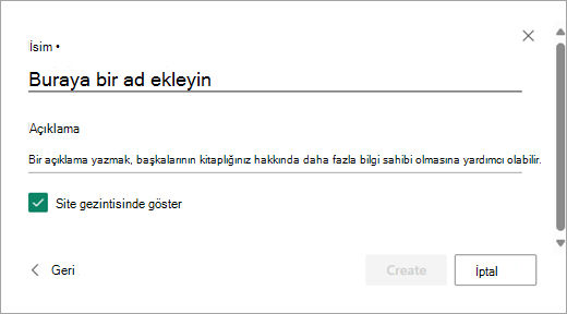 Yeni kitaplığınıza bir ad vermek için Ad ekle iletişim kutusunu kullanın.