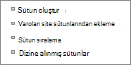 Ayarlar sayfasında Var olan sütunu ekle bağlantısının yakından görünümü