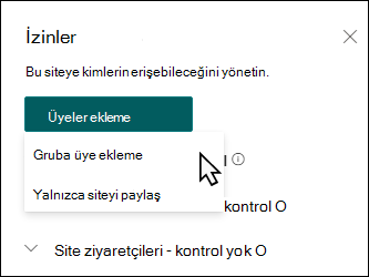 Üye ekle bölmesinin önizlemesi