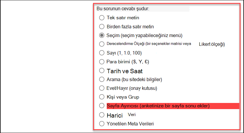 yanıt türünün ekran görüntüsü